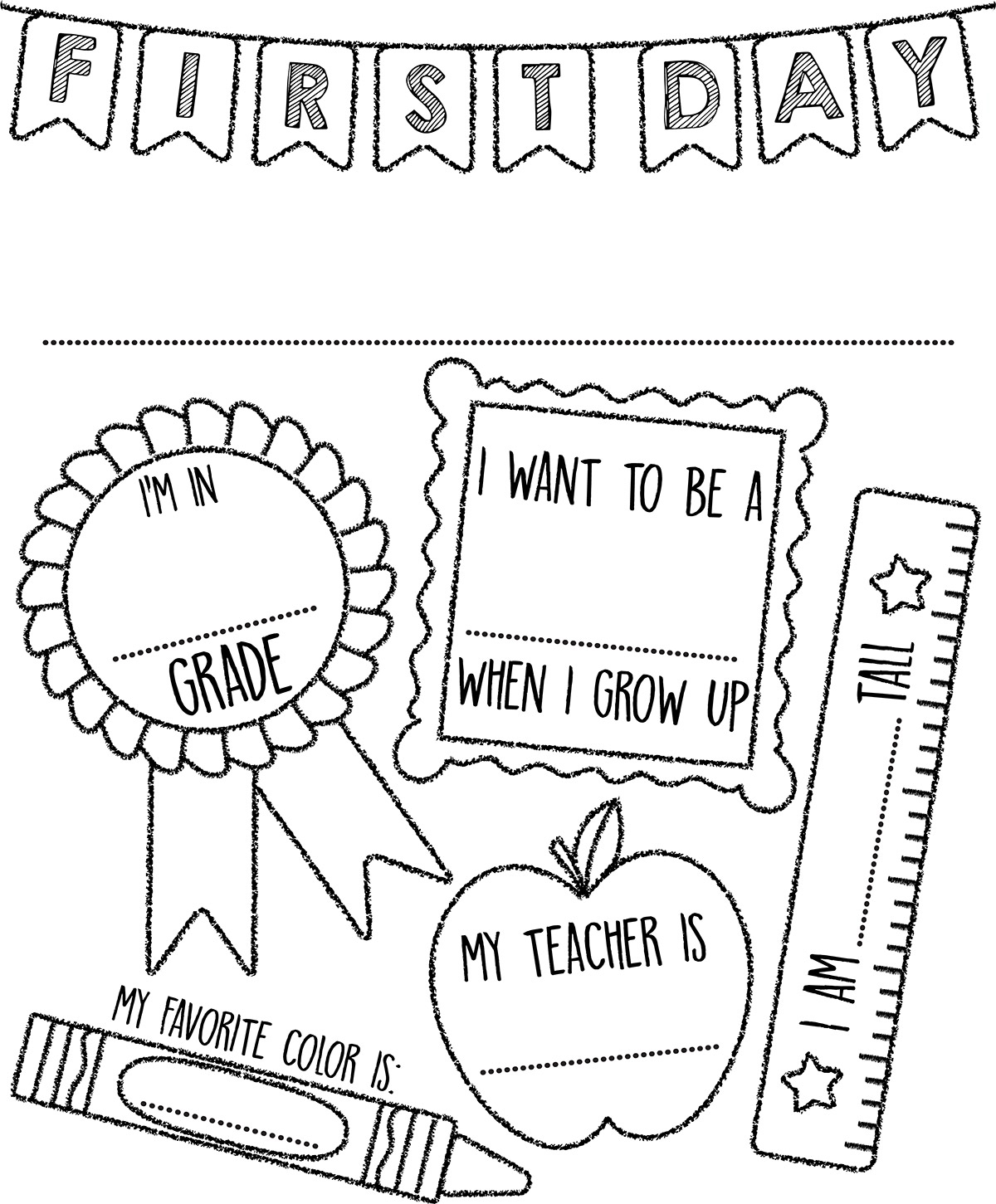 50 Printable First Day Of Kindergarten 58