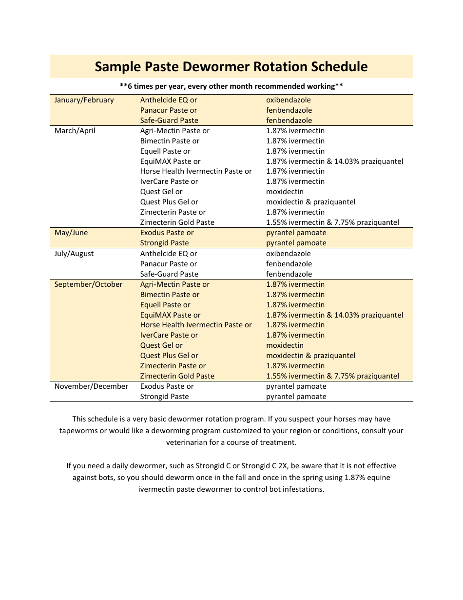 50 Printable Horse Worming Schedule 15