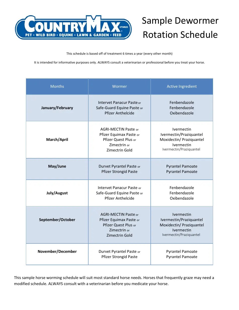 50 Printable Horse Worming Schedule 4
