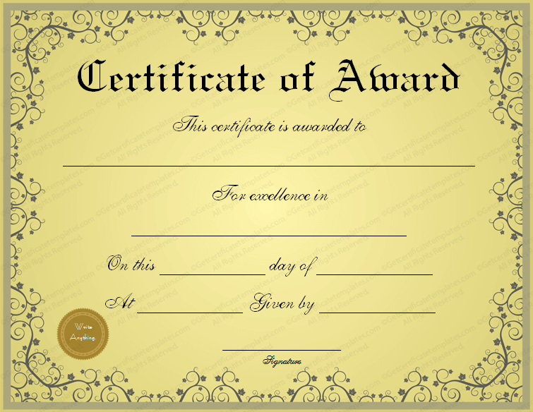 55 Free Printable Award Certificate 13