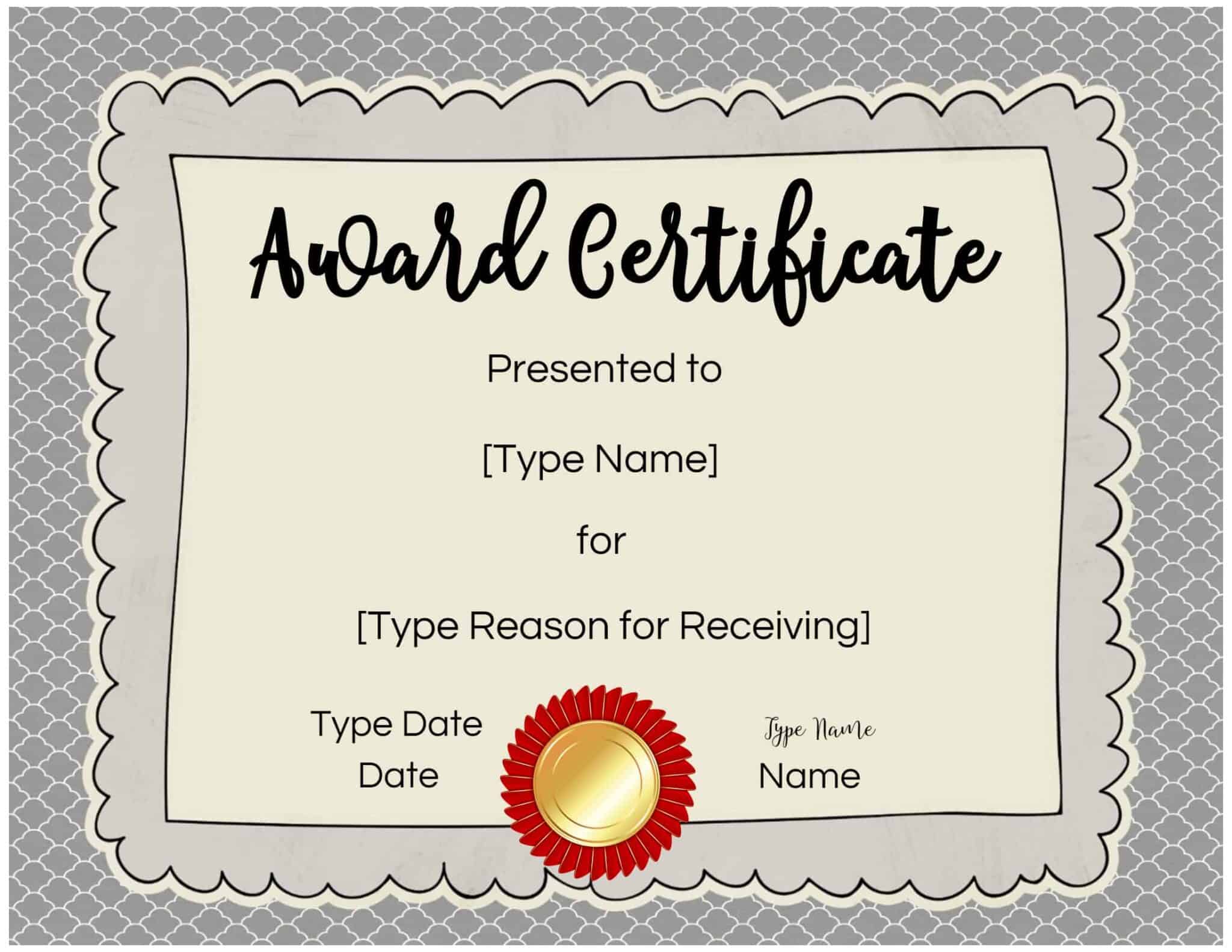 55 Free Printable Award Certificate 34