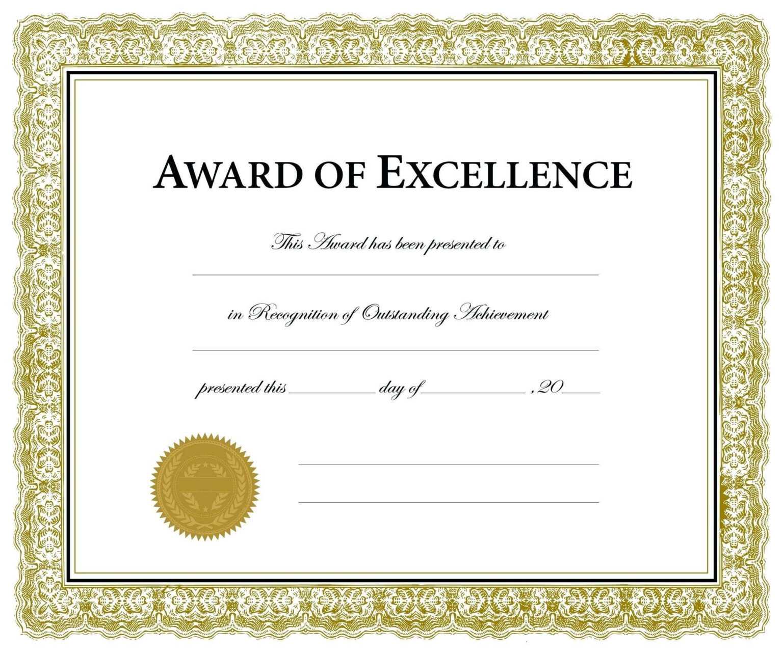 55 Free Printable Award Certificate 50