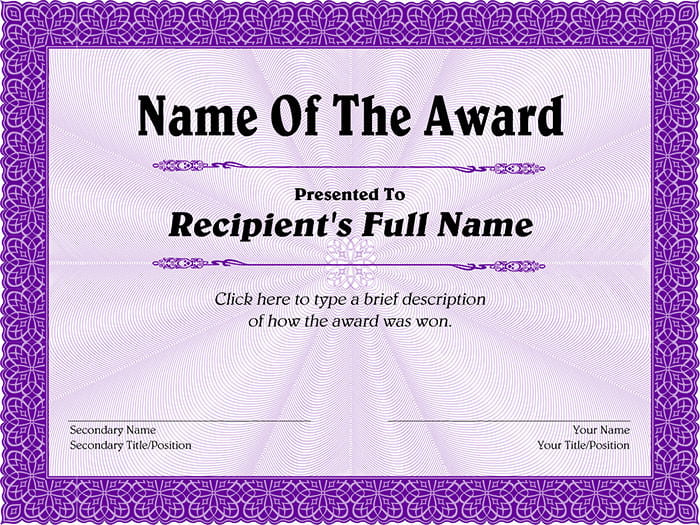 55 Free Printable Award Certificate 70