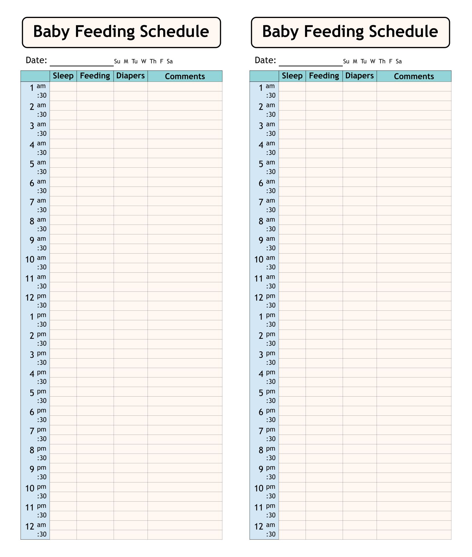 55 Free Printable Diaper Log 15