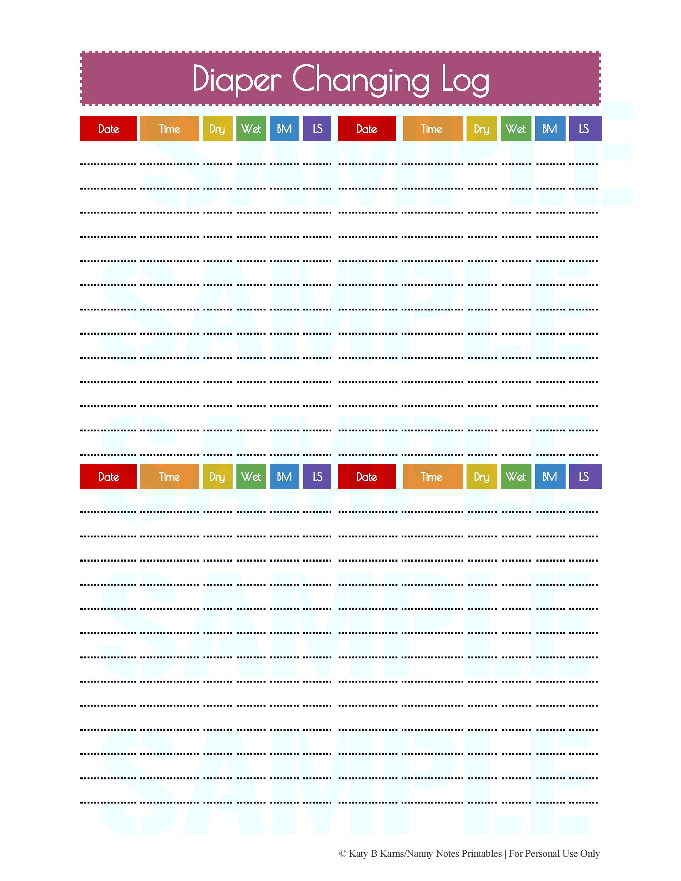 55 Free Printable Diaper Log 16