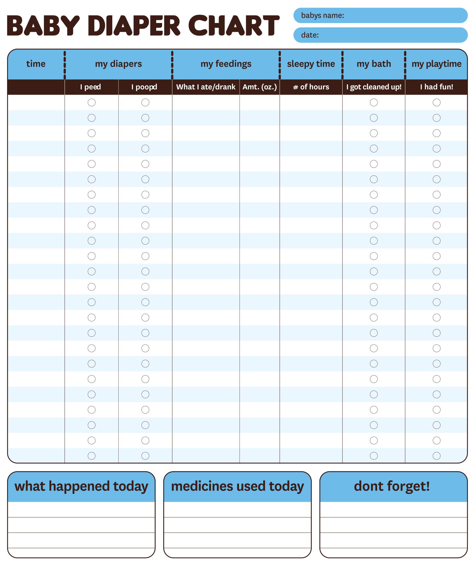 55 Free Printable Diaper Log 2