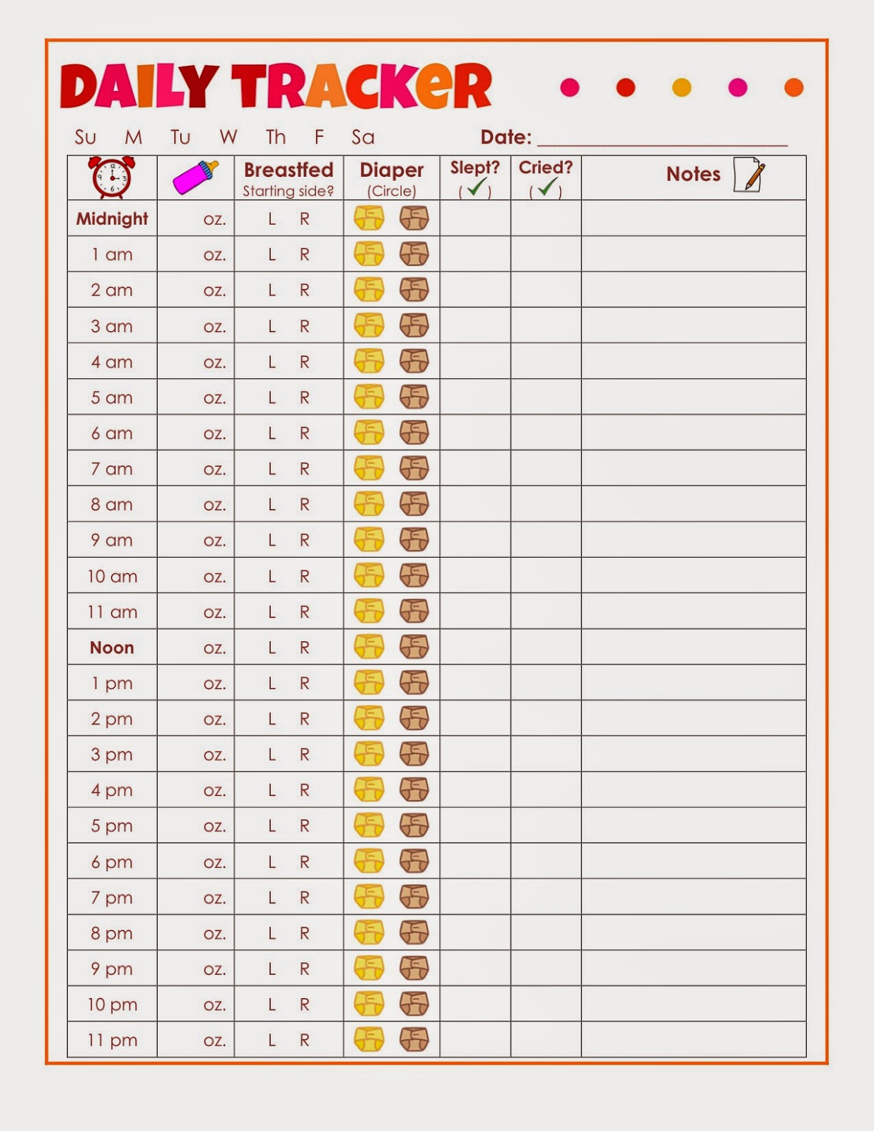 55 Free Printable Diaper Log 38