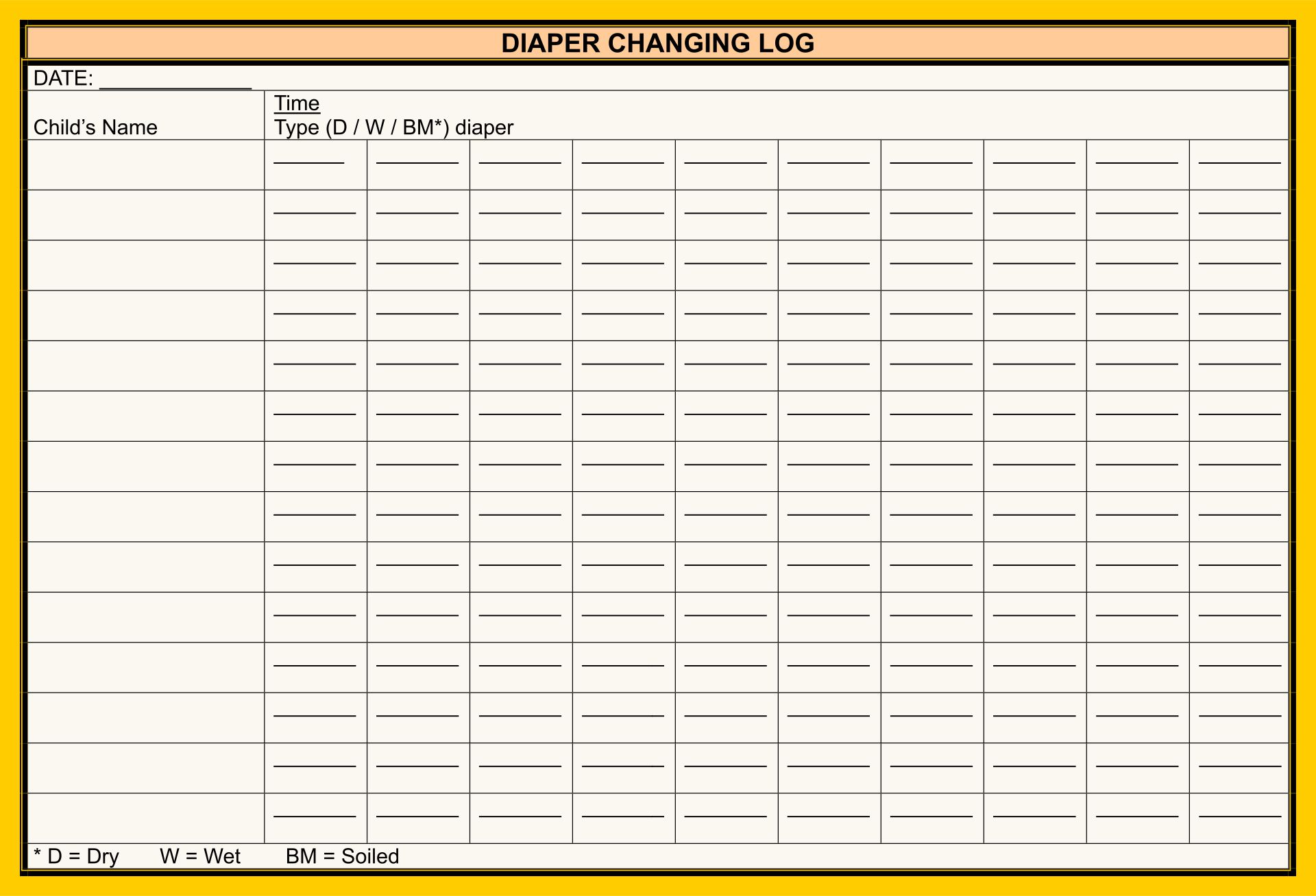 55 Free Printable Diaper Log 39