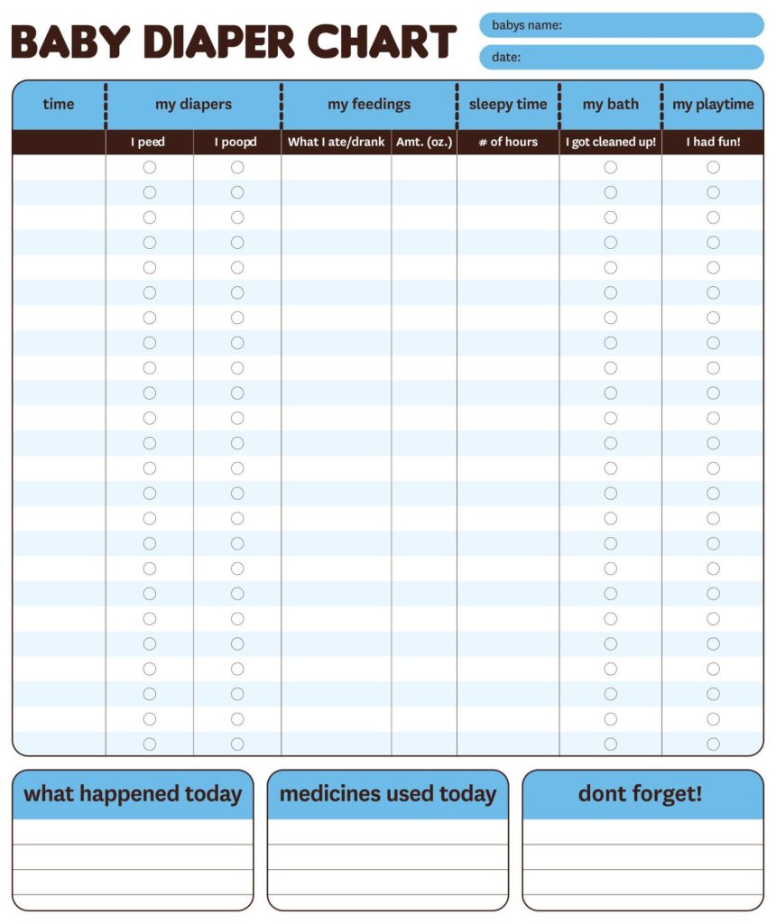 55 Free Printable Diaper Log 40