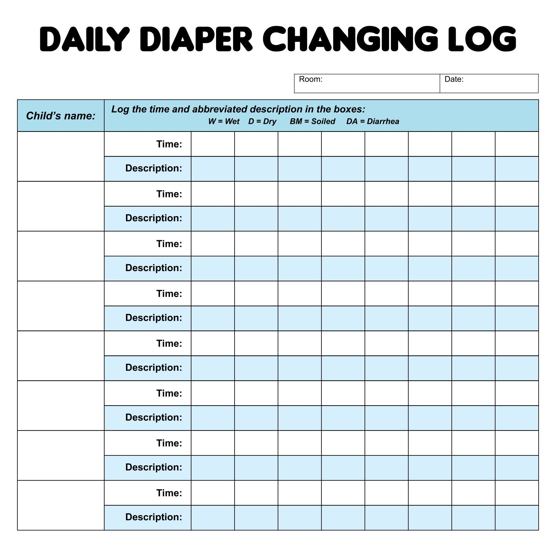 55 Free Printable Diaper Log 5
