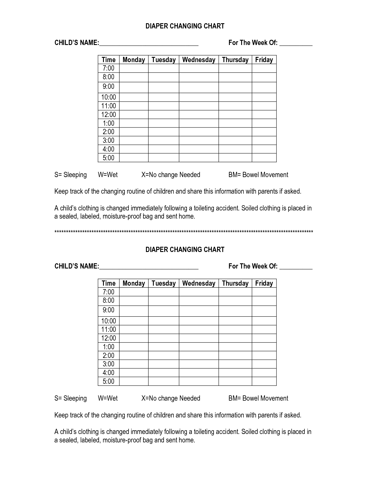55 Free Printable Diaper Log 53
