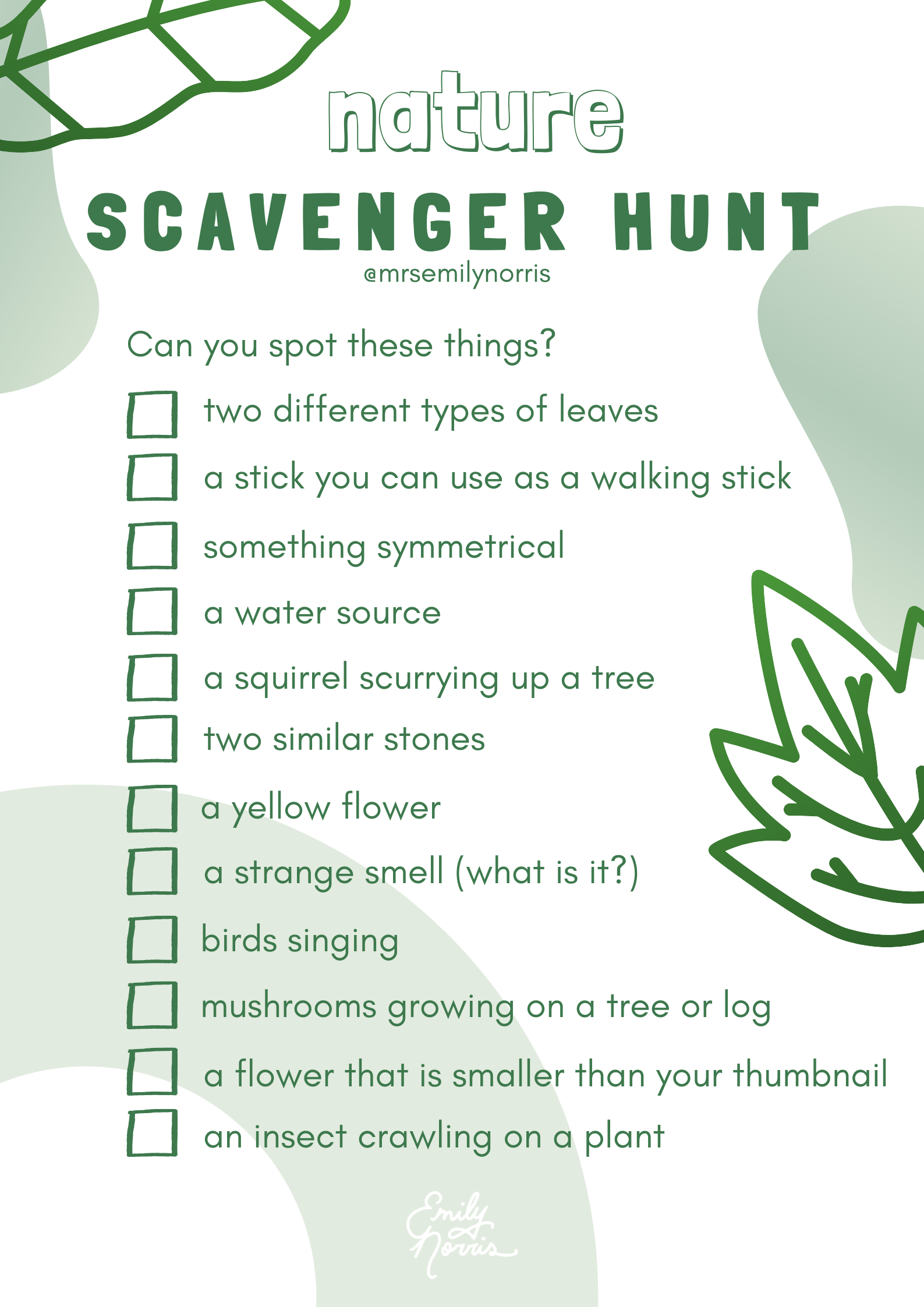 80 Free Nature Scavenger Hunt Printable 11