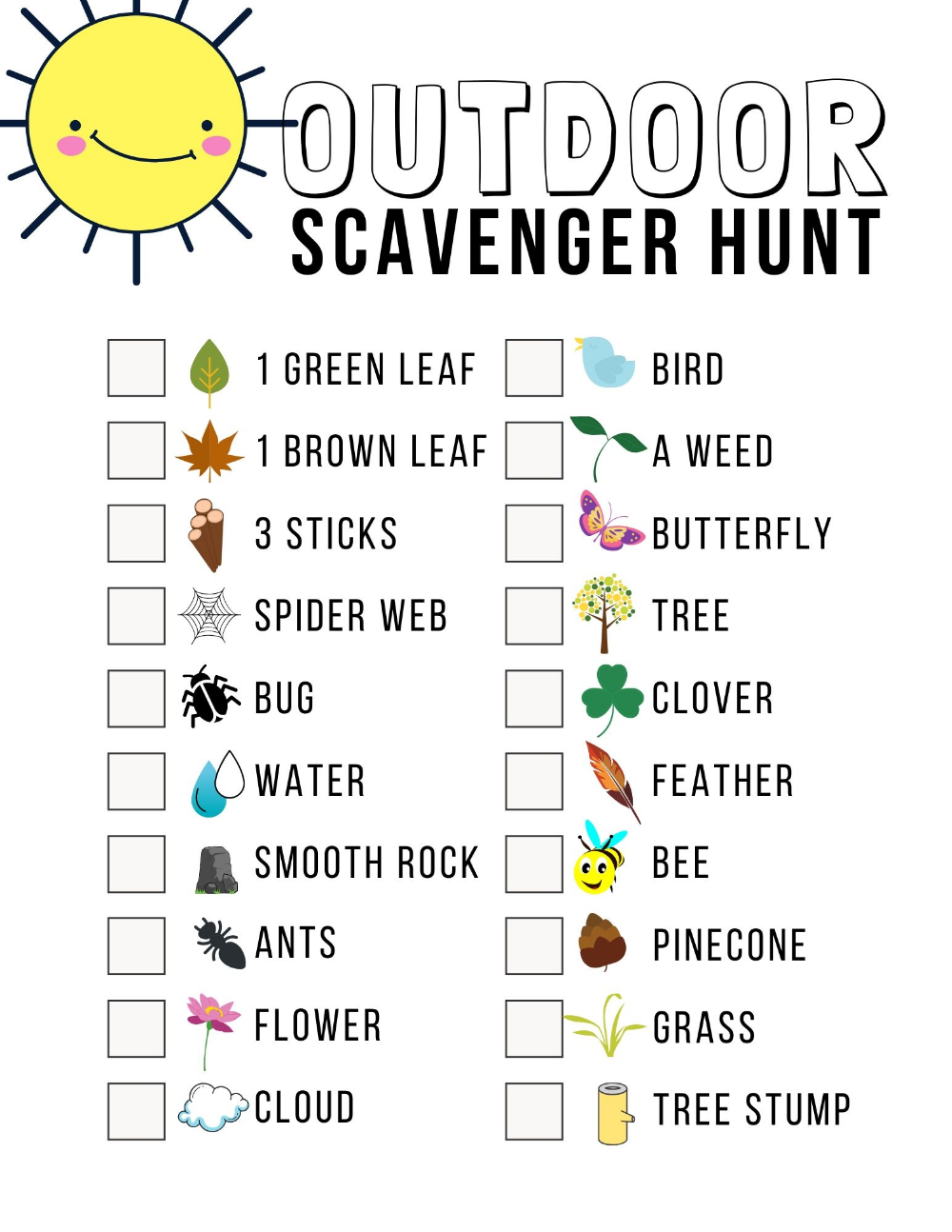 80 Free Nature Scavenger Hunt Printable 58
