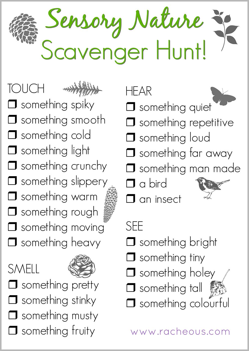 80 Free Nature Scavenger Hunt Printable 80