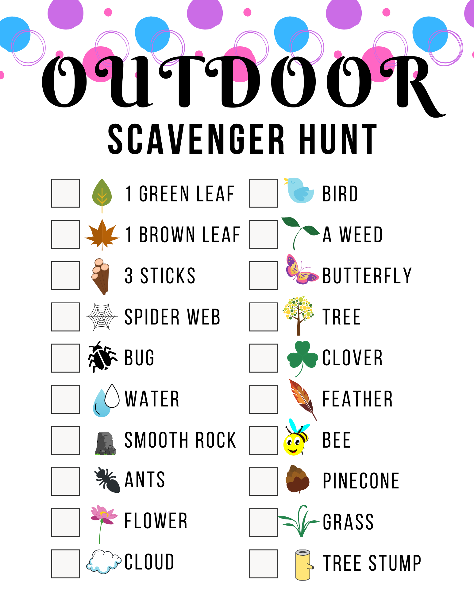 80 Free Nature Scavenger Hunt Printable 89