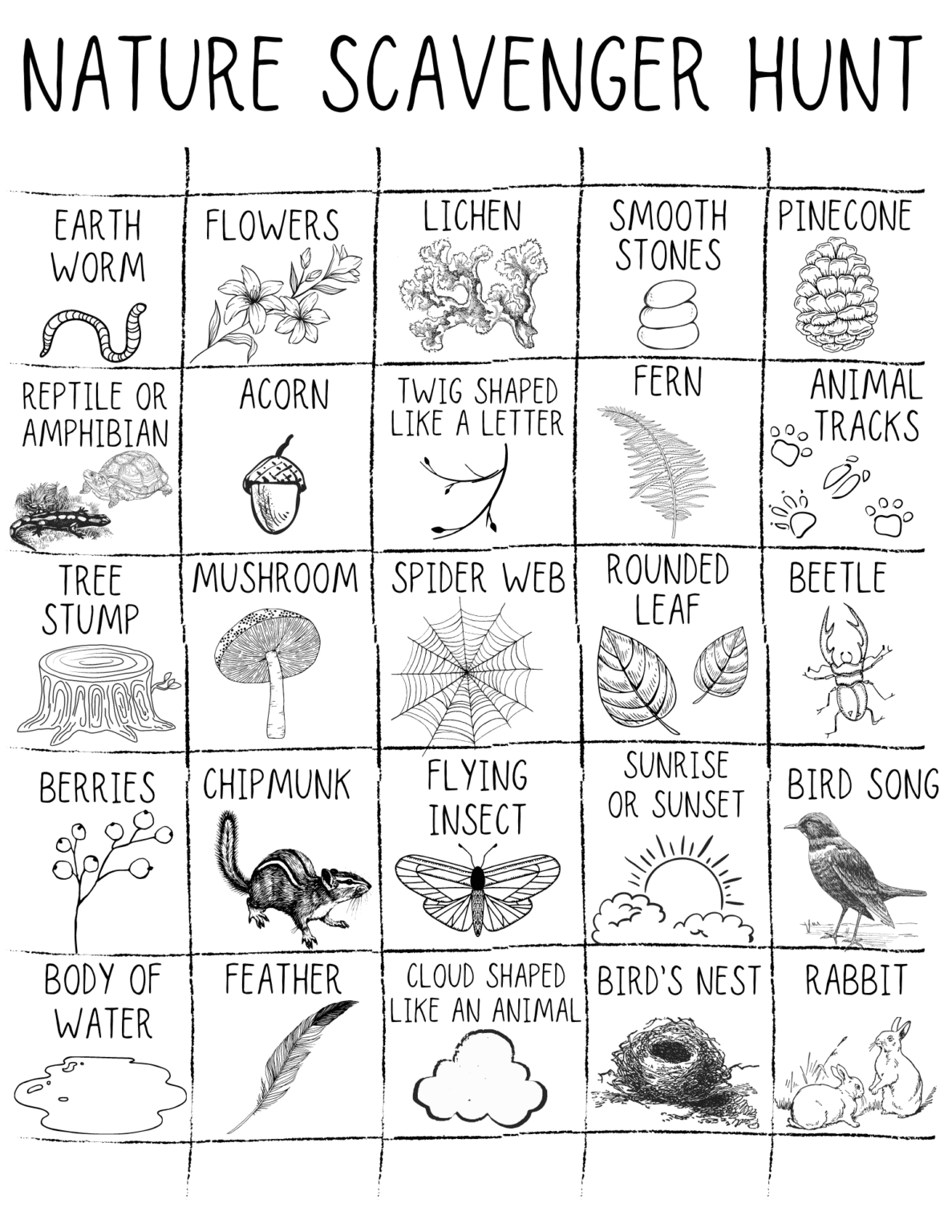 80 Free Nature Scavenger Hunt Printable 92