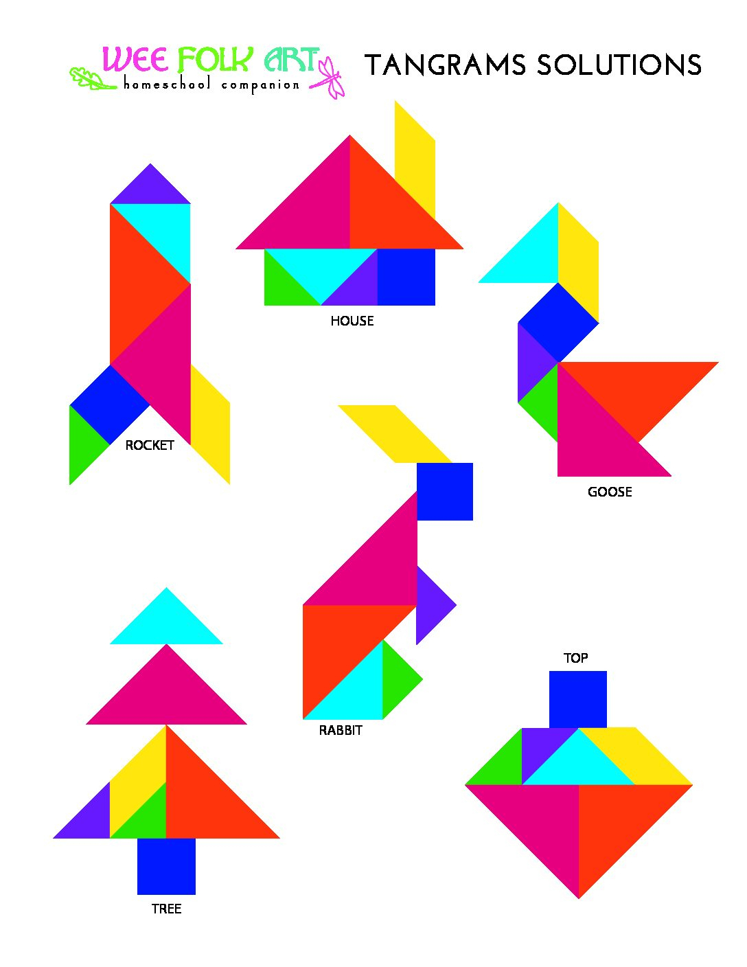 80 Tangram Puzzles Printable Free 1