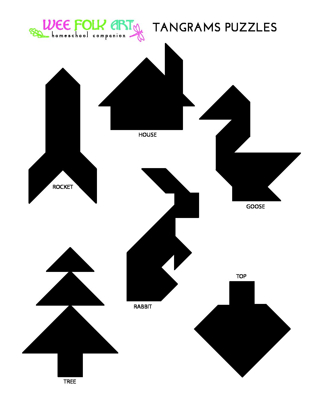 80 Tangram Puzzles Printable Free 52