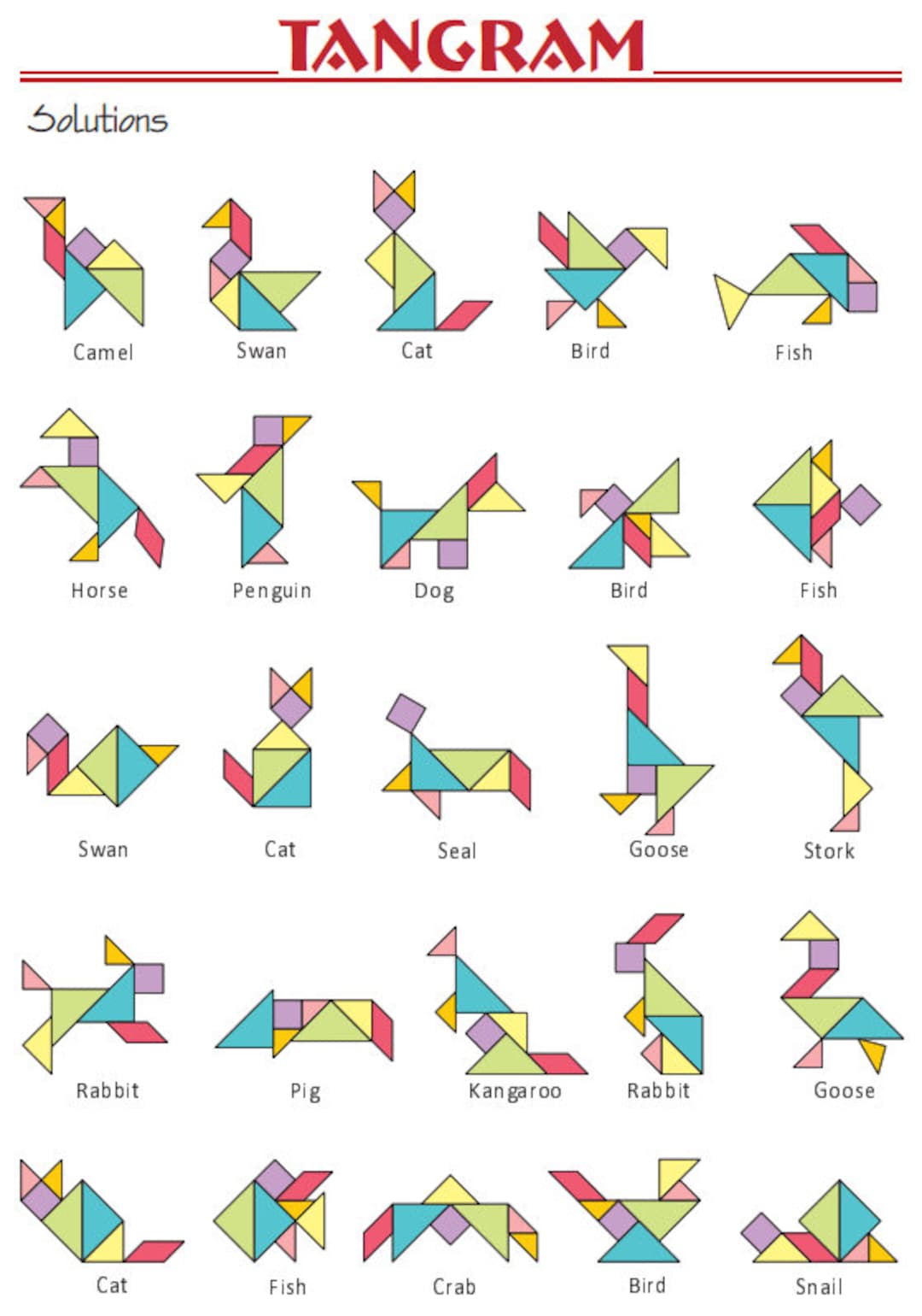 80 Tangram Puzzles Printable Free 79