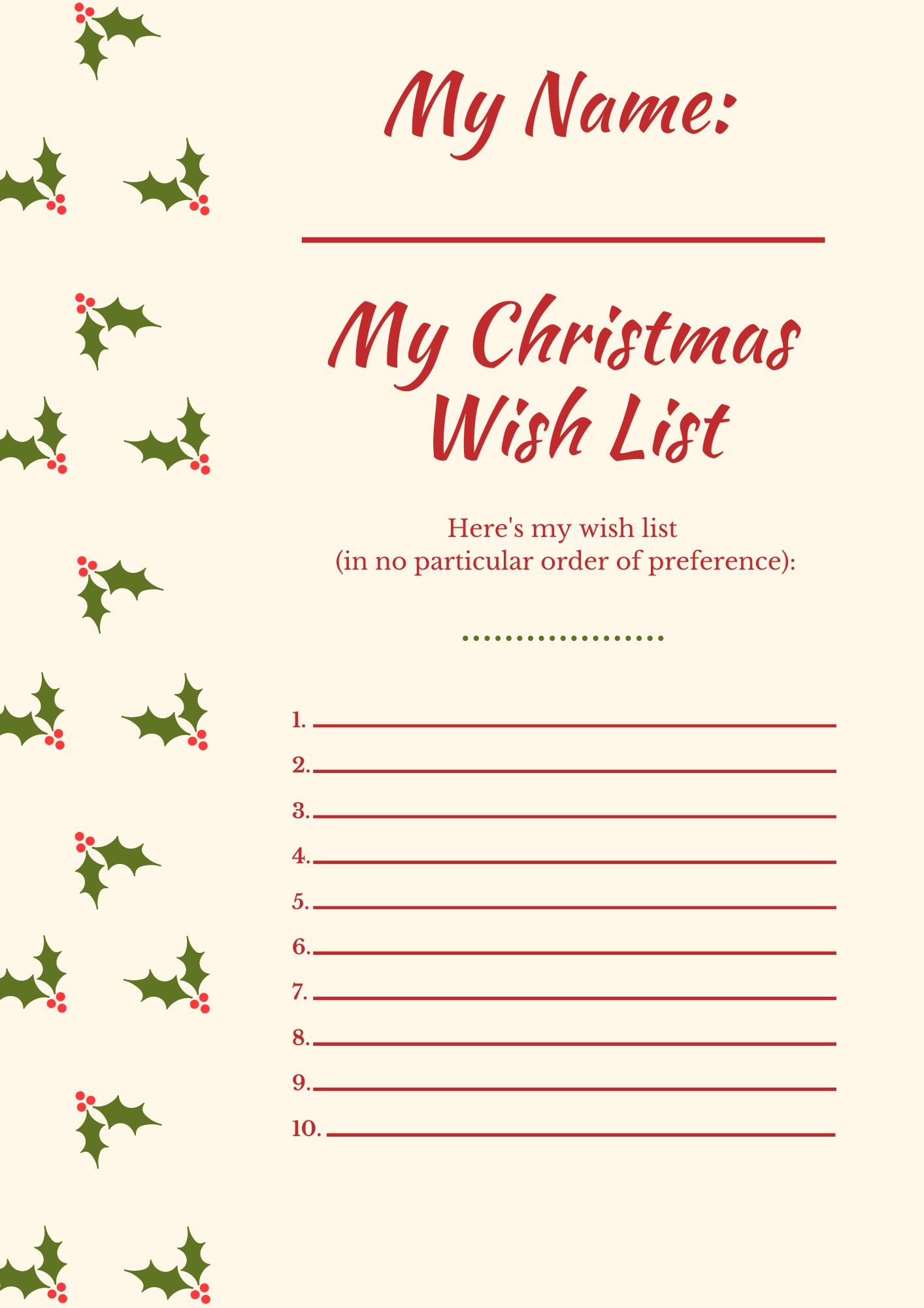 90 Christmas List Free Printable 70