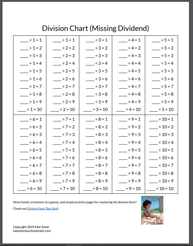 90 Free Printable Division Chart 13