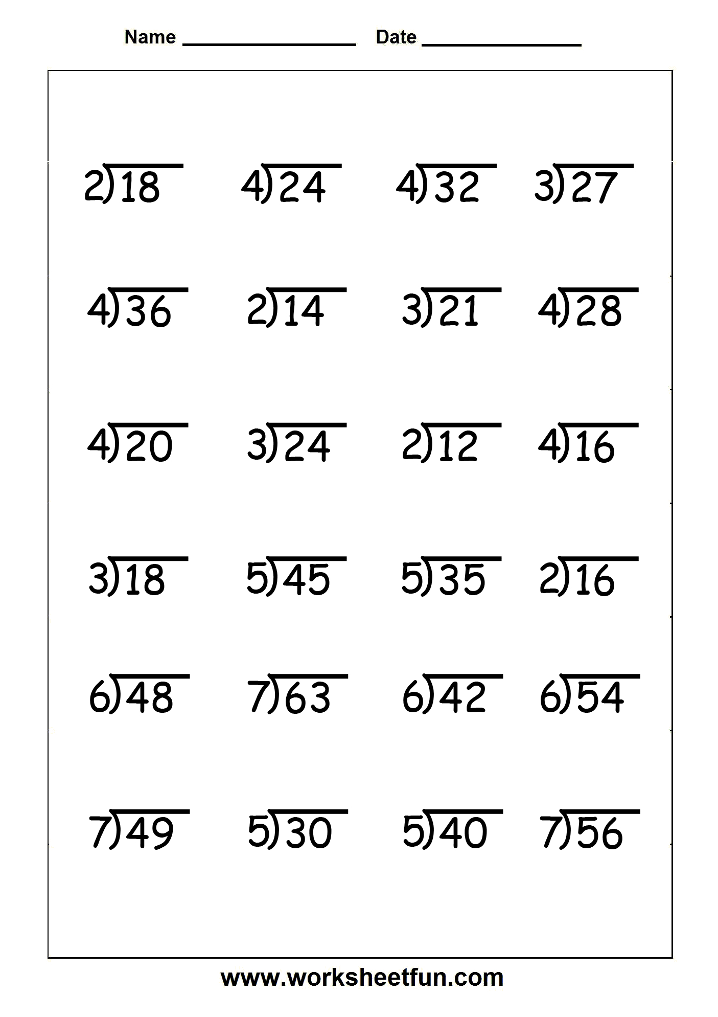 90 Free Printable Division Chart 47
