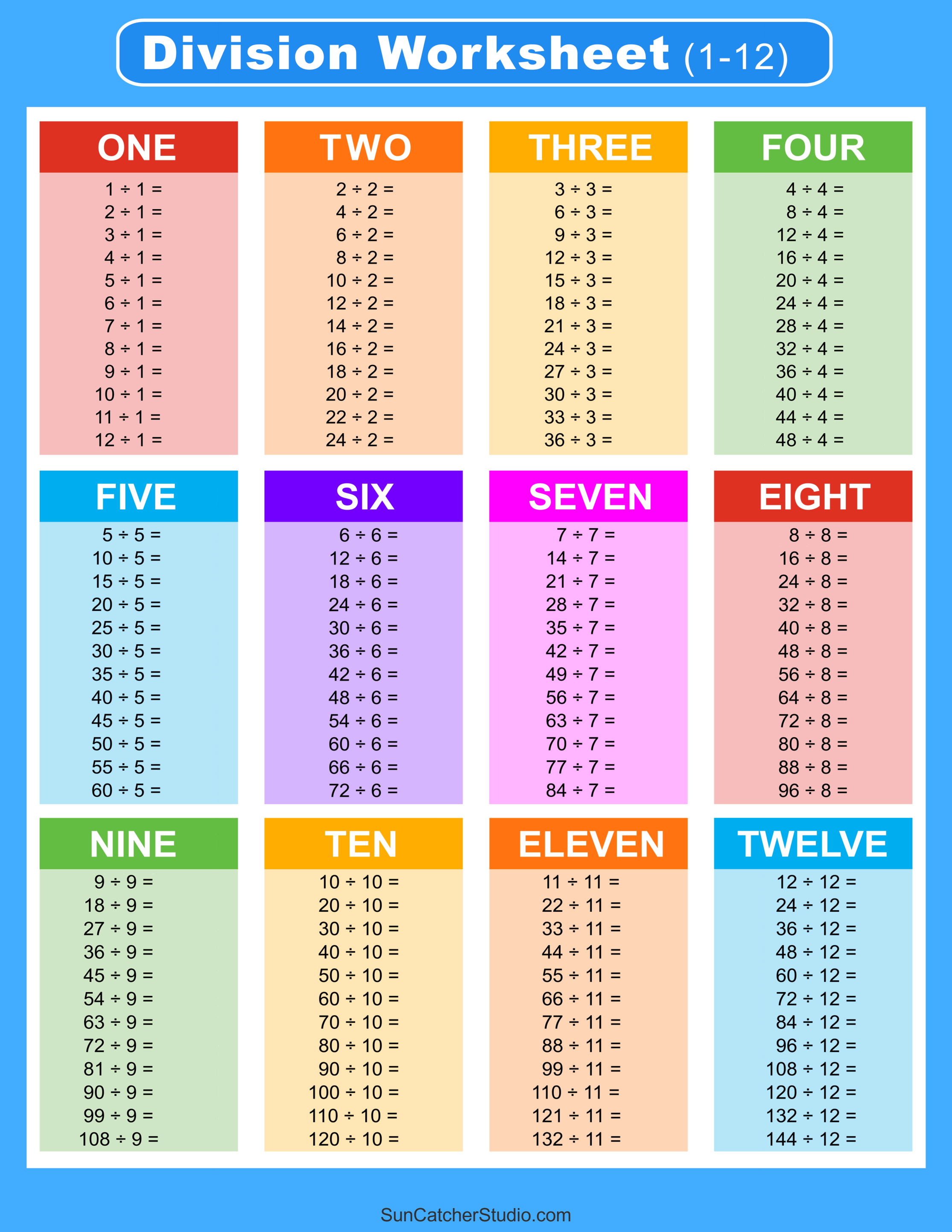 90 Free Printable Division Chart 53