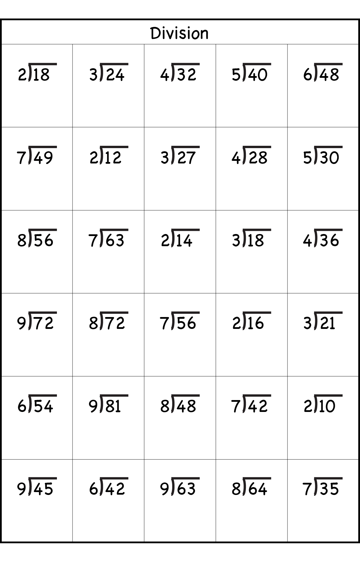 90 Free Printable Division Chart 7