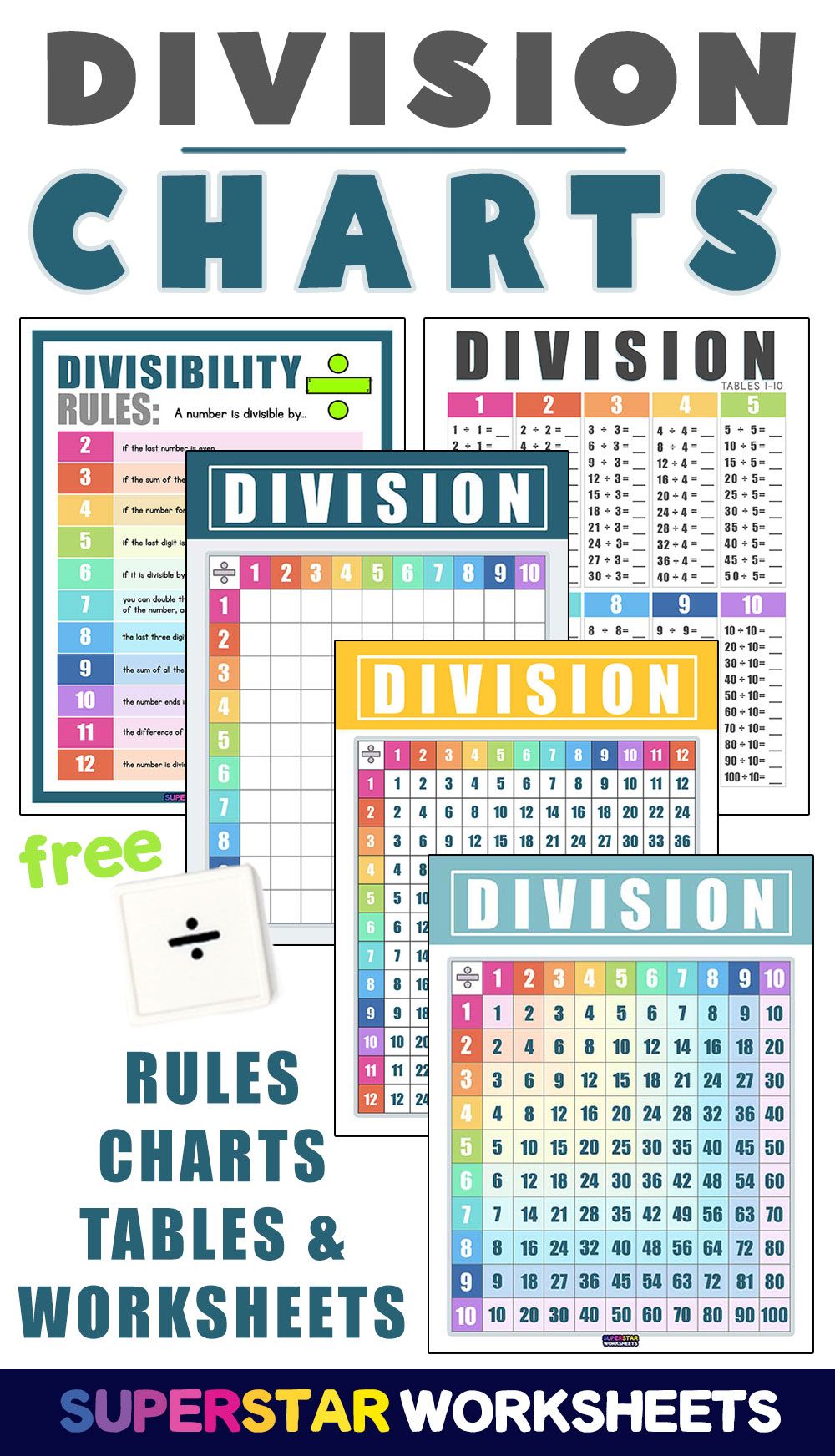 90 Free Printable Division Chart 70