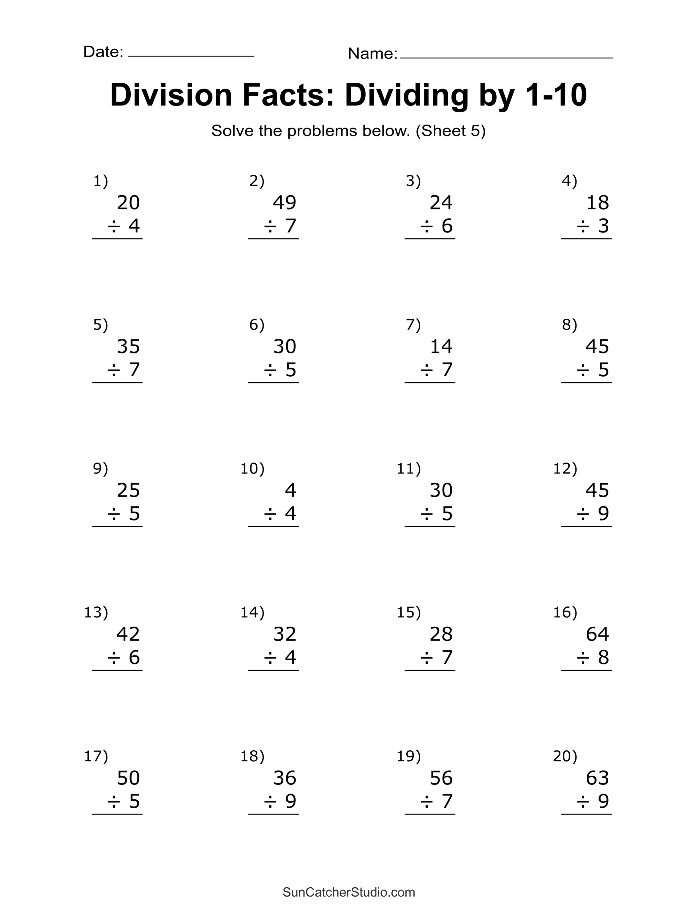 90 Free Printable Division Chart 84
