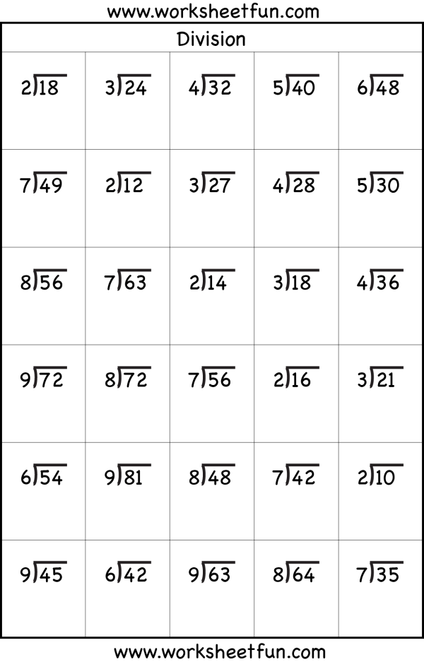 90 Free Printable Division Chart 85
