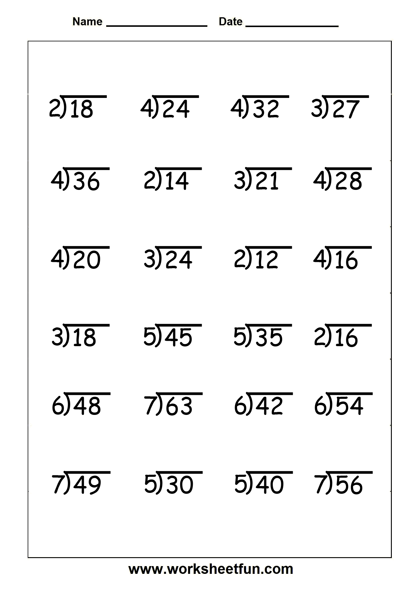 90 Free Printable Division Chart 88