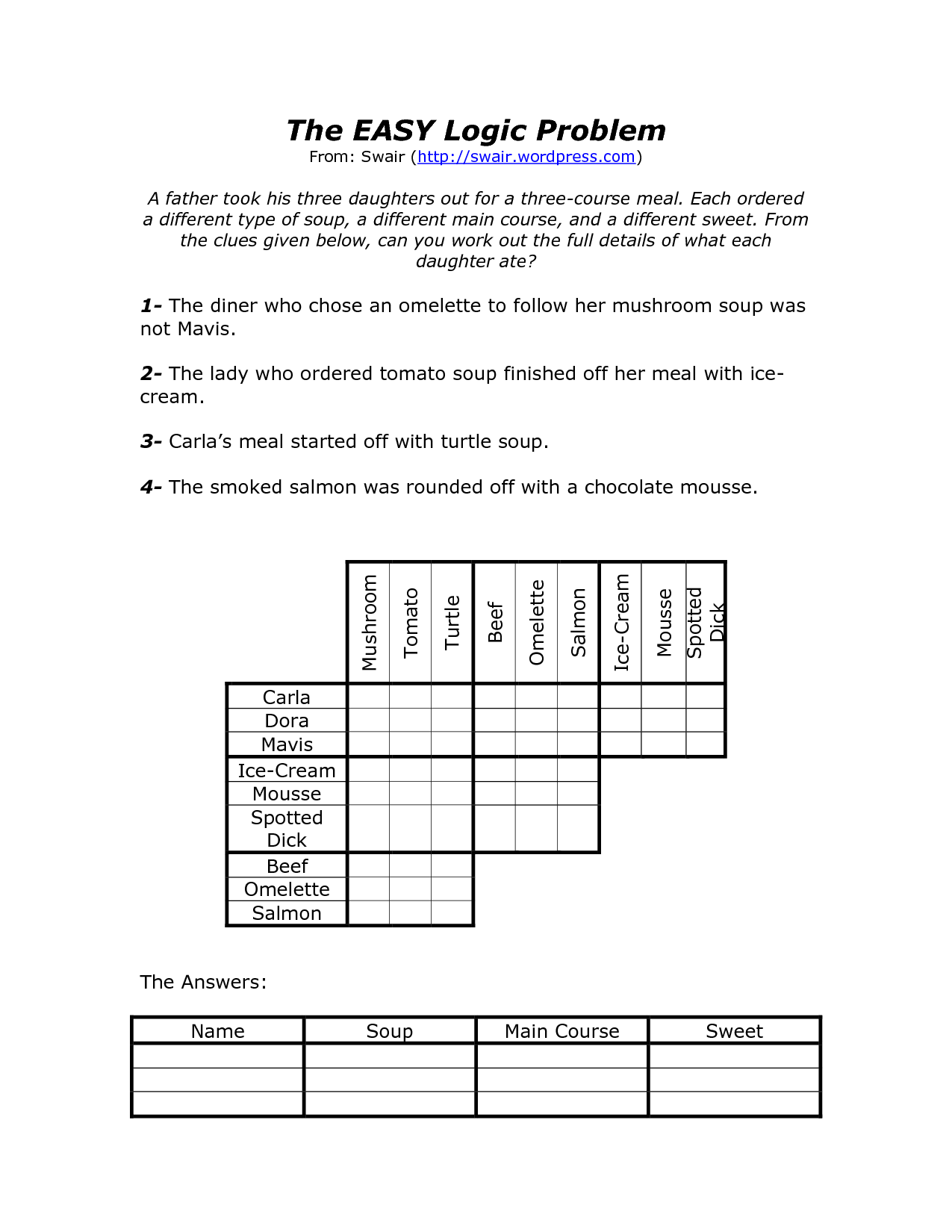 90 Logic Puzzles Free Printable 26