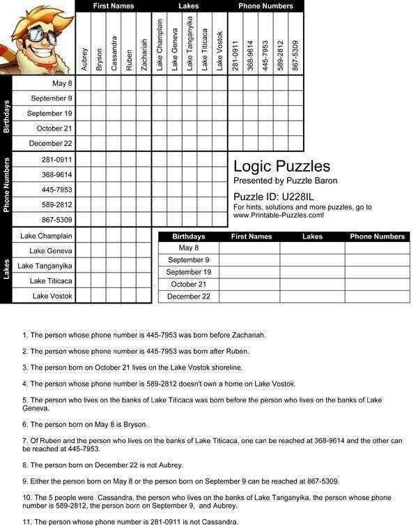90 Logic Puzzles Free Printable 33