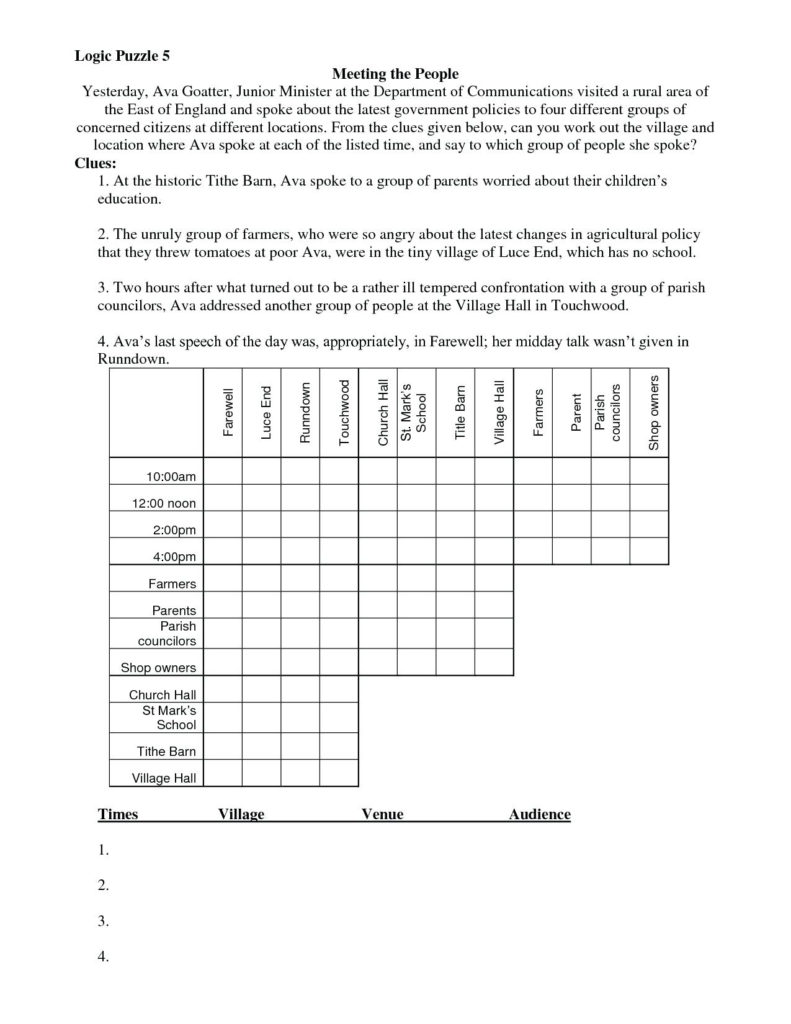 90 Logic Puzzles Free Printable 39