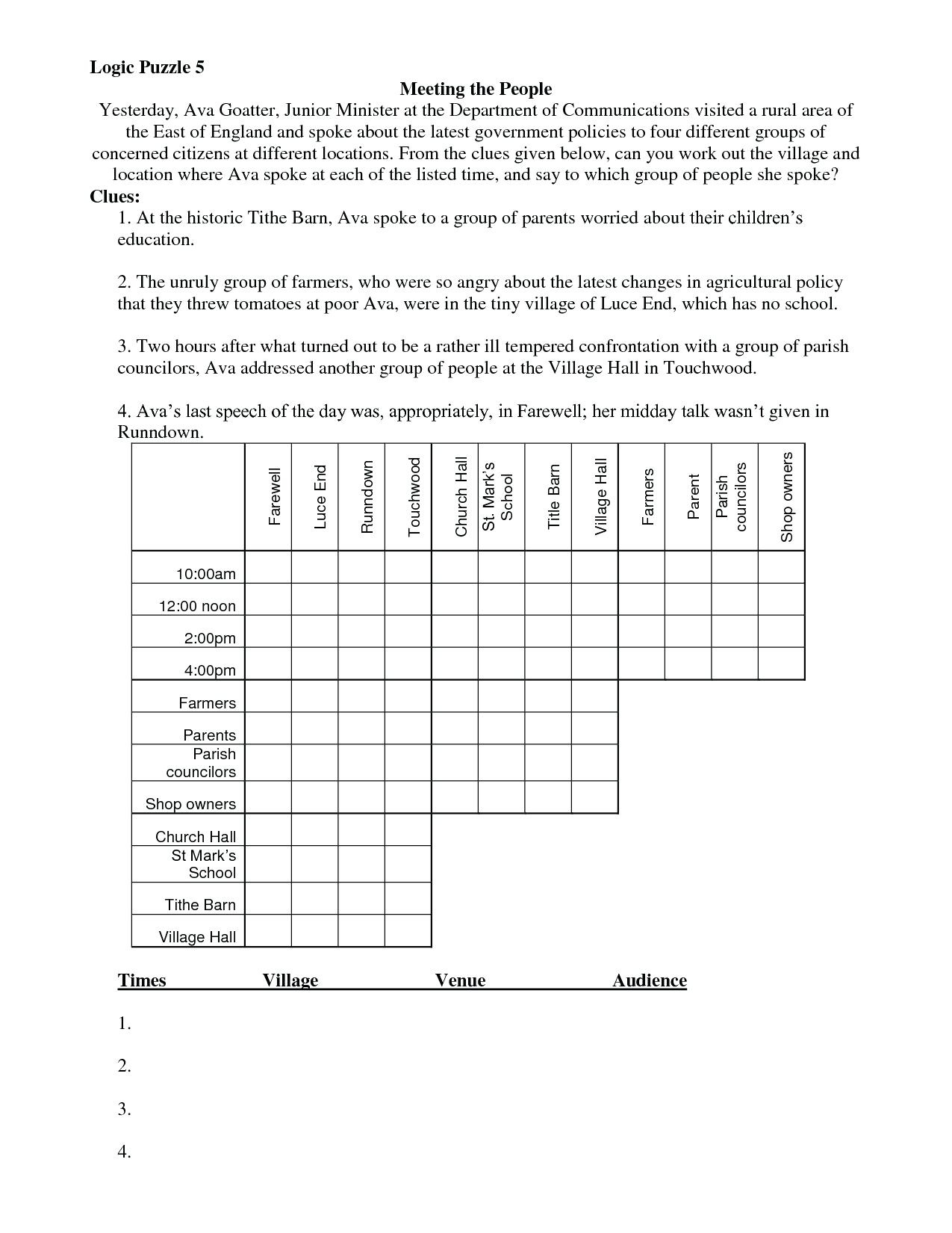 90 Logic Puzzles Free Printable 40