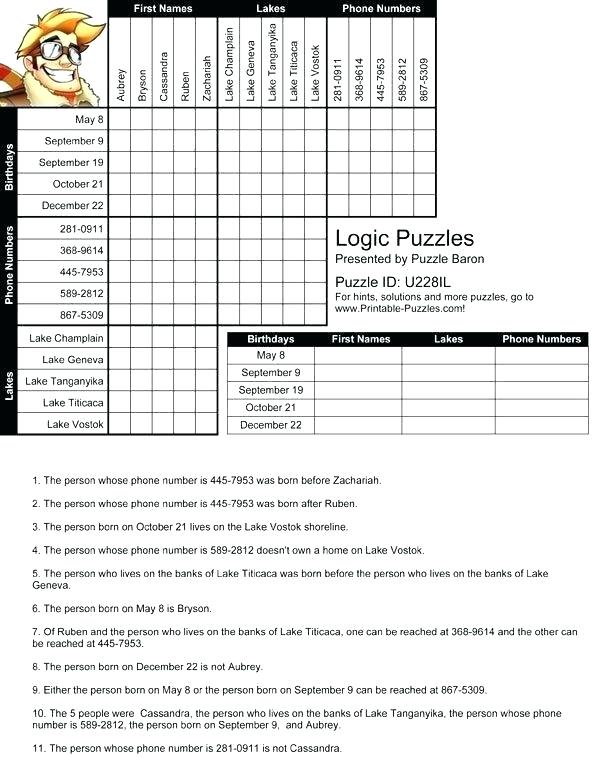 90 Logic Puzzles Free Printable 52