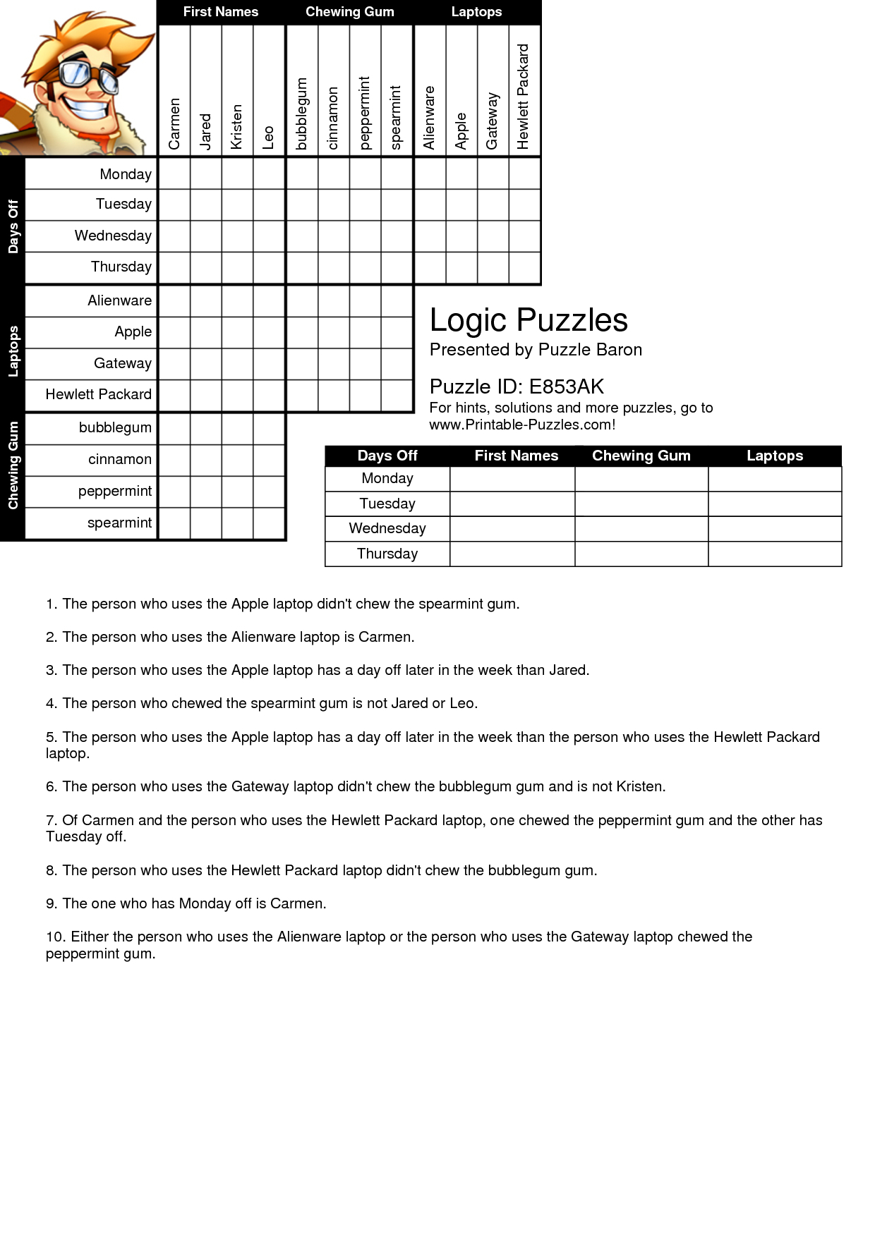 90 Logic Puzzles Free Printable 98