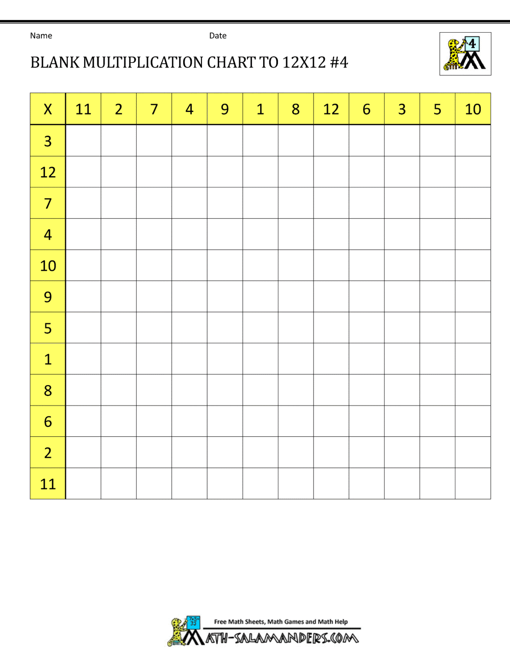 90 Multiplication Chart Printable 1 10 46