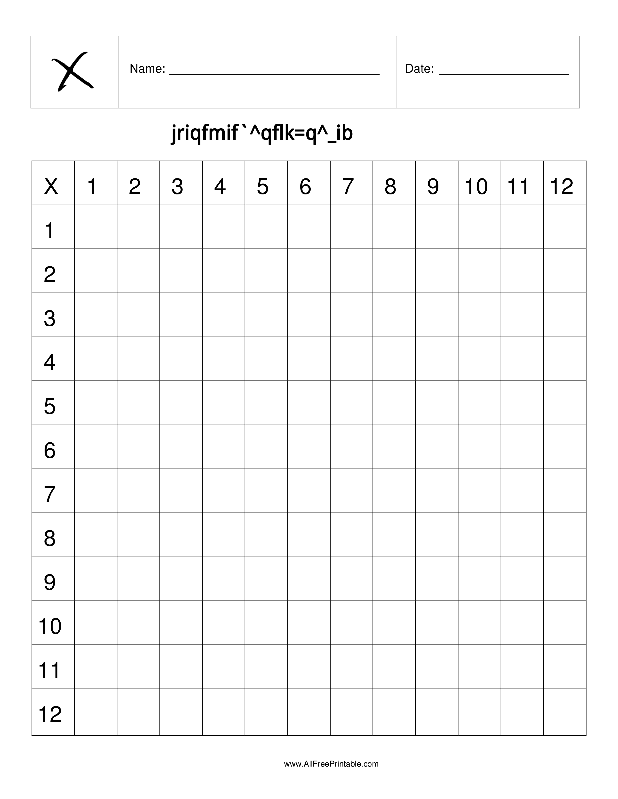 90 Multiplication Chart Printable 1 10 53