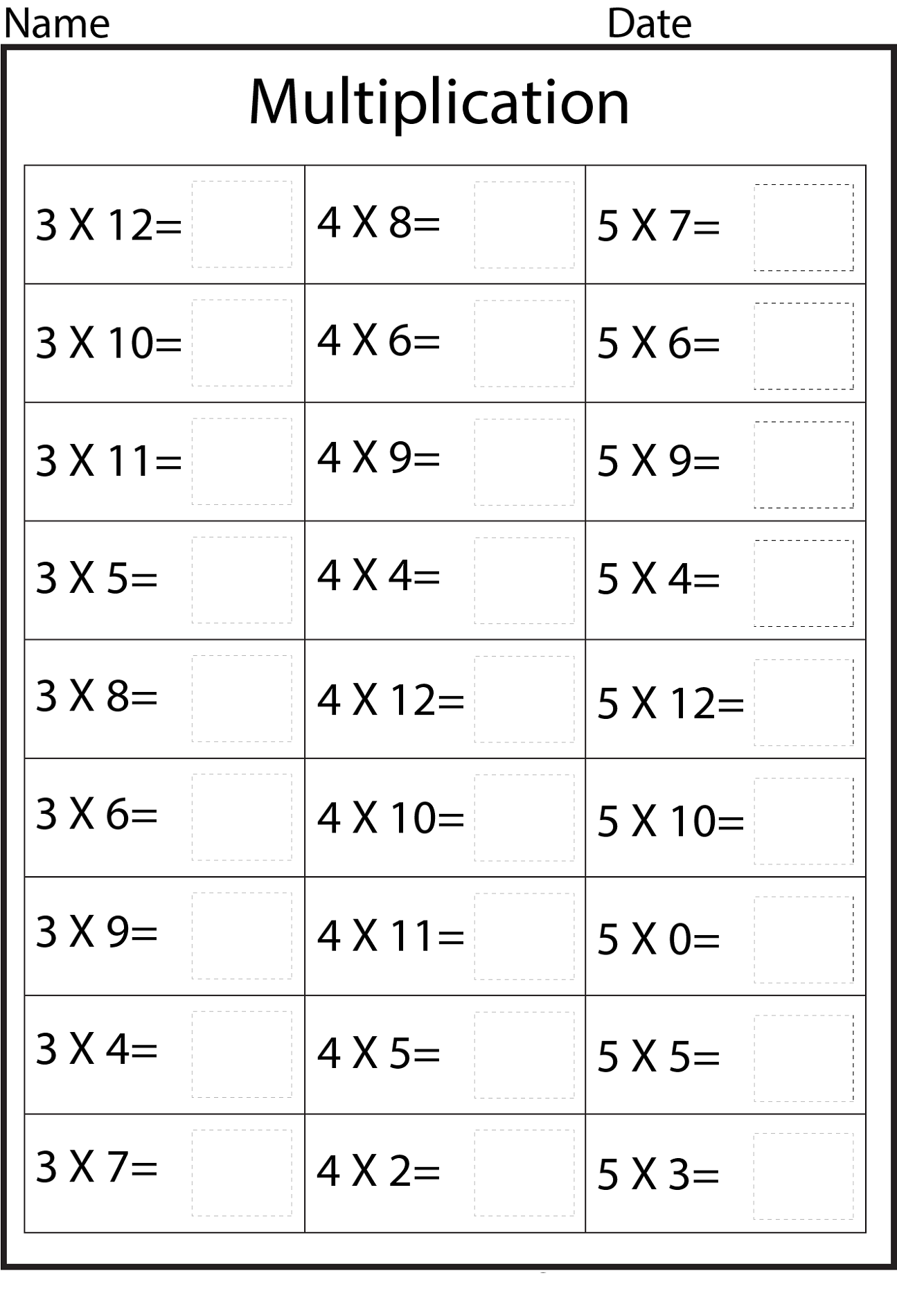 90 Multiplication Chart Printable 1 10 87
