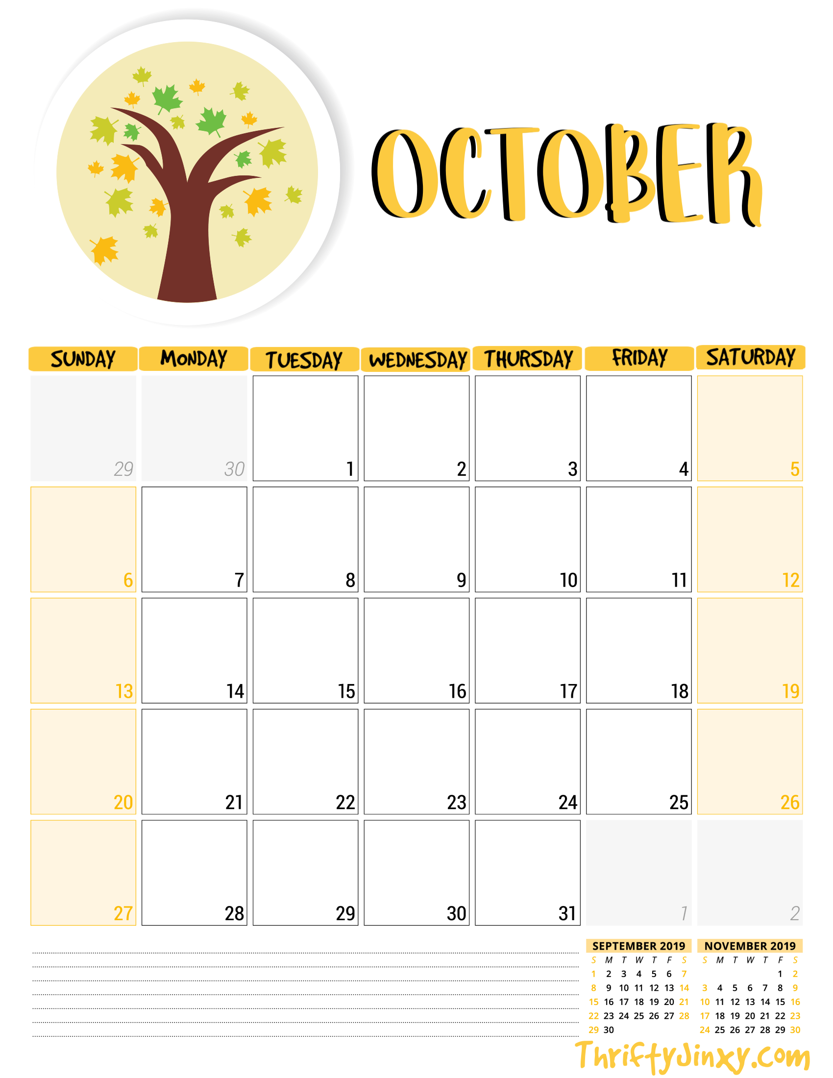 90 October Calendar Free Printable 1