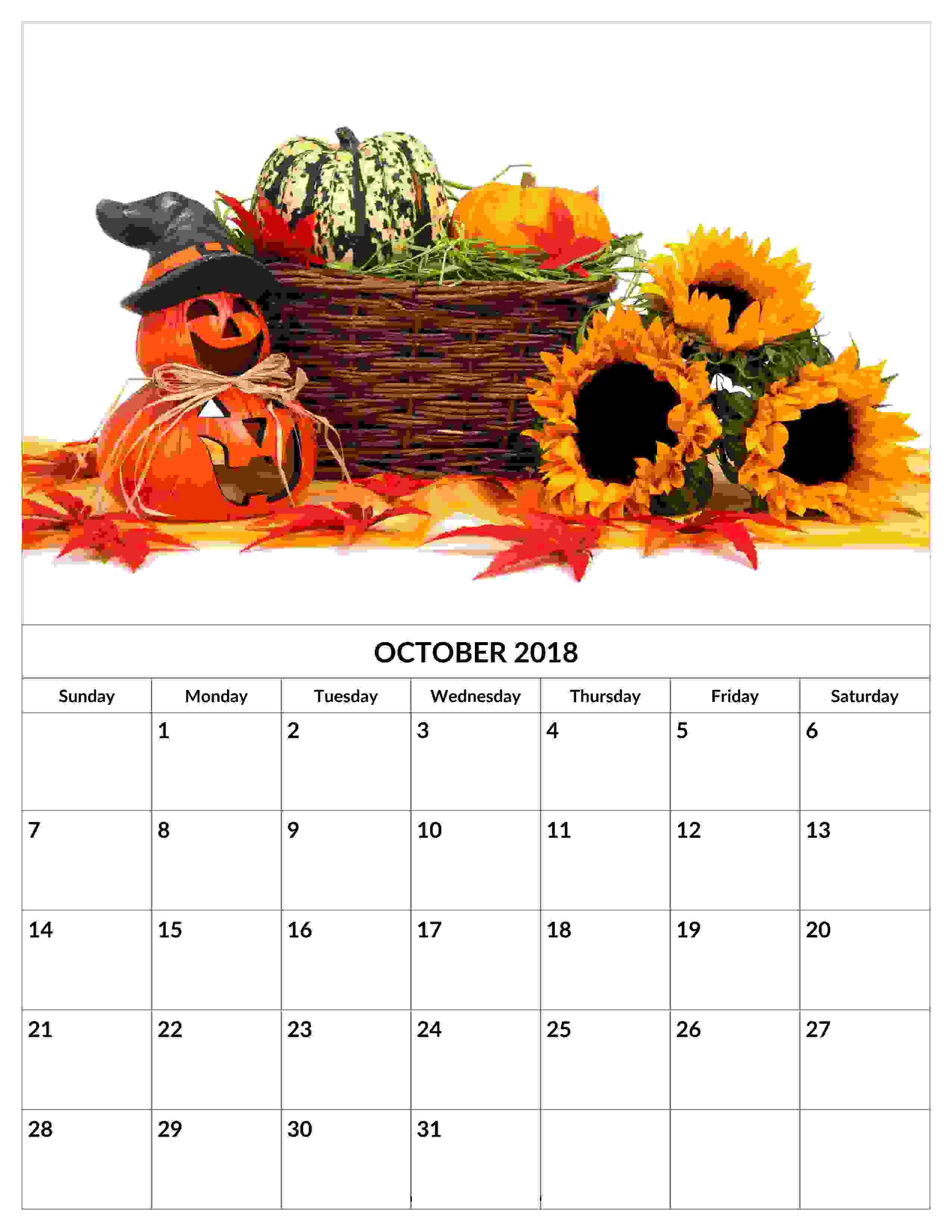 90 October Calendar Free Printable 10