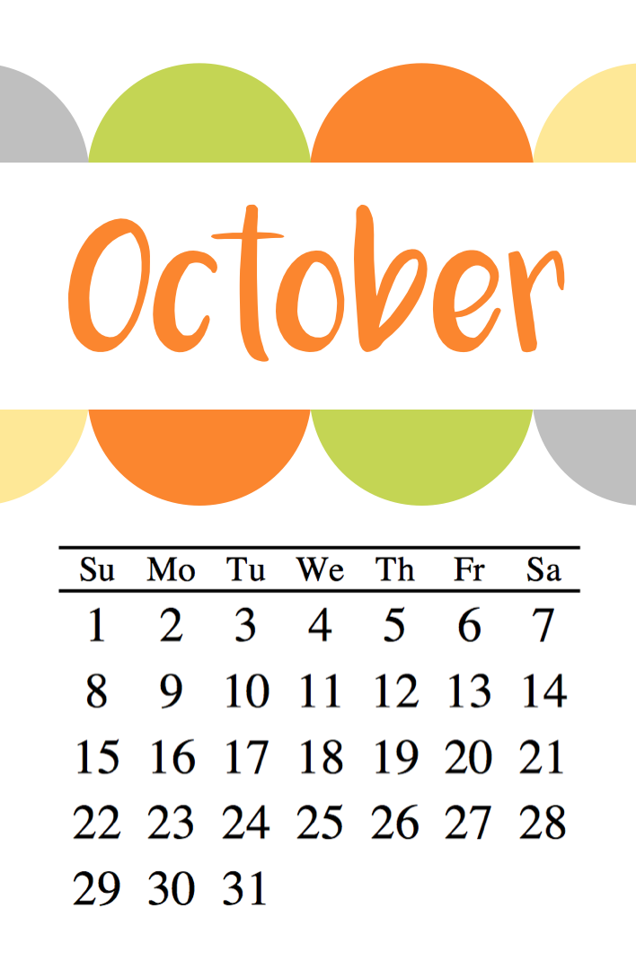90 October Calendar Free Printable 17