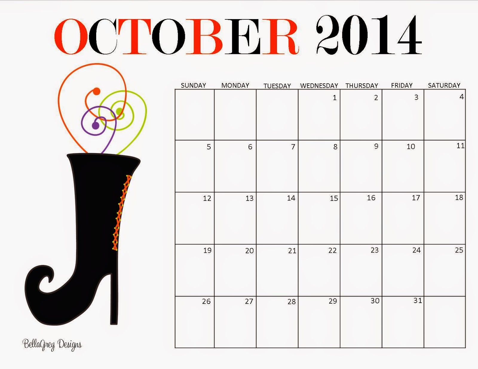 90 October Calendar Free Printable 22