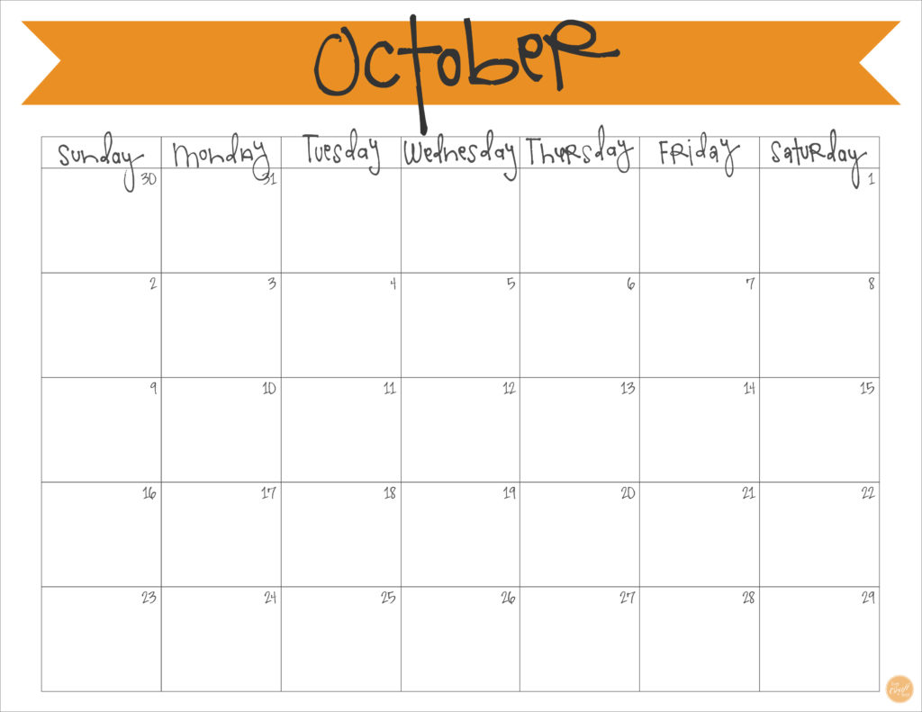 90 October Calendar Free Printable 24