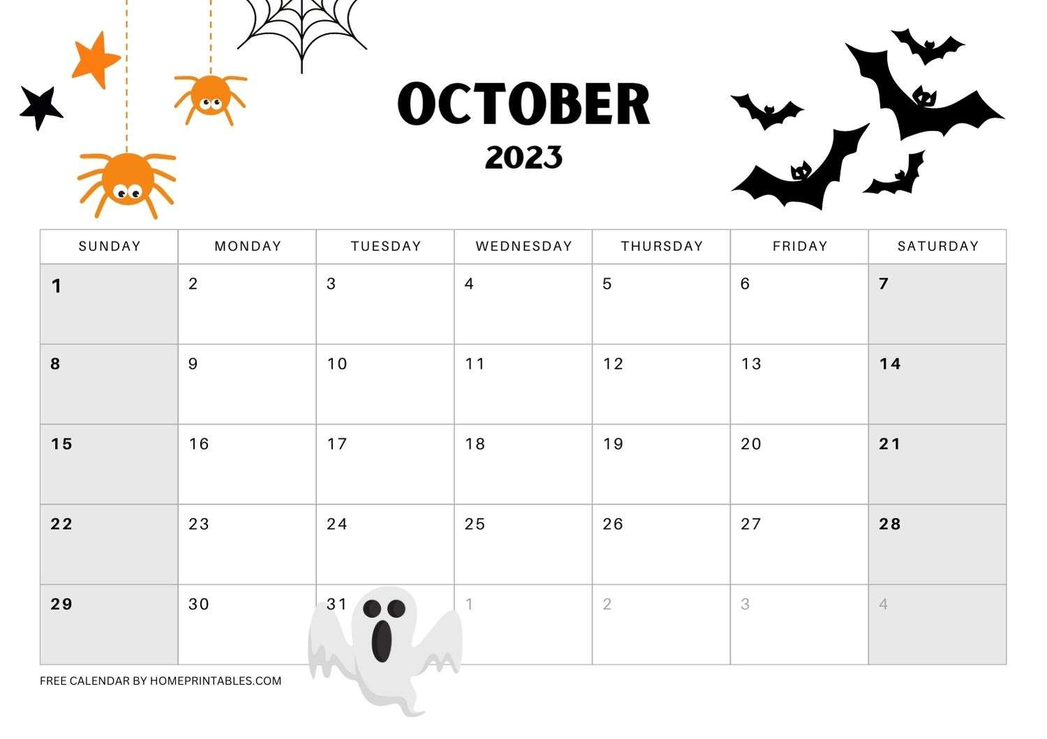 90 October Calendar Free Printable 28