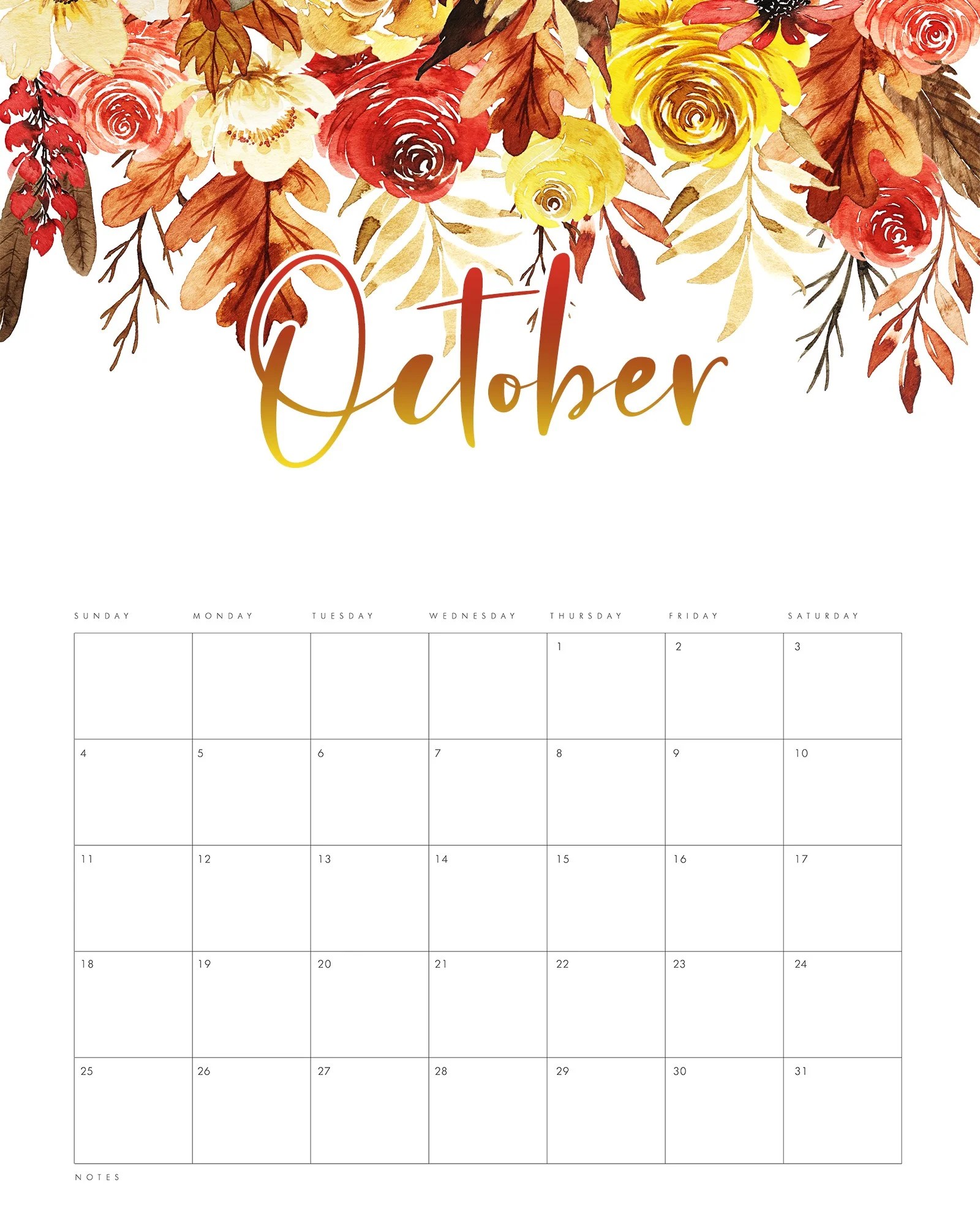 90 October Calendar Free Printable 29