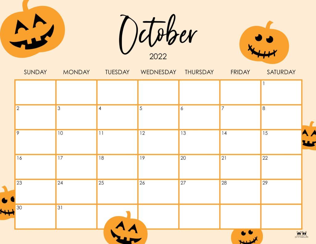 90 October Calendar Free Printable 30