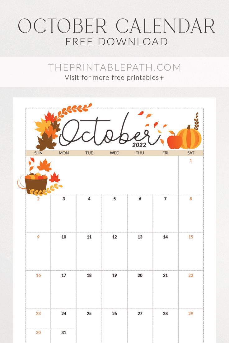 90 October Calendar Free Printable 33